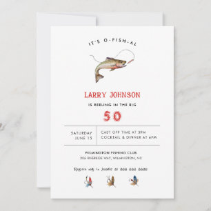 Rustic Adult Fishing themed Birthday Party Invitation