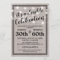 Rustic Adult Joint Birthday Party Invitation