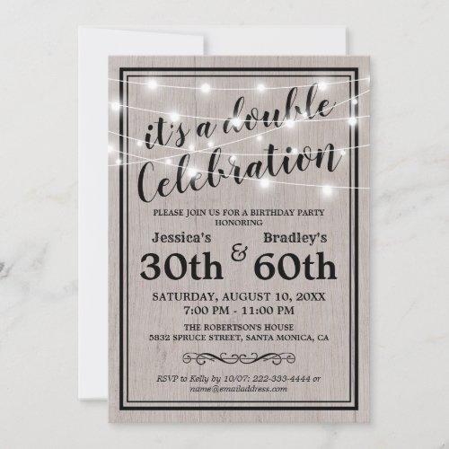 Rustic Adult Joint Birthday Party Invitation