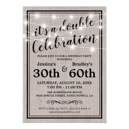 Rustic Adult Joint Birthday Party Invitation | Zazzle.com