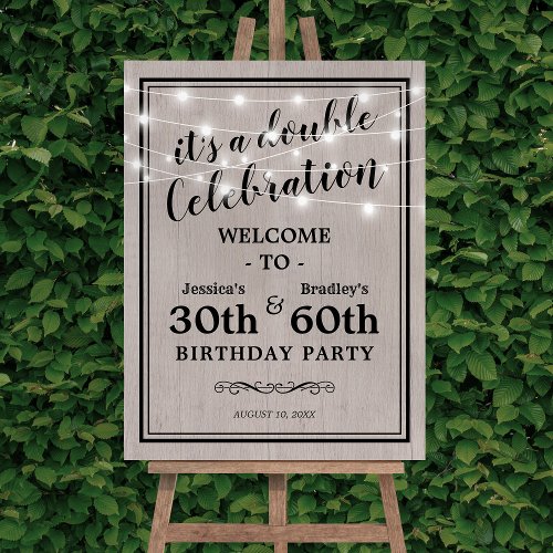 Rustic Adult Joint Birthday Party Welcome Foam Board