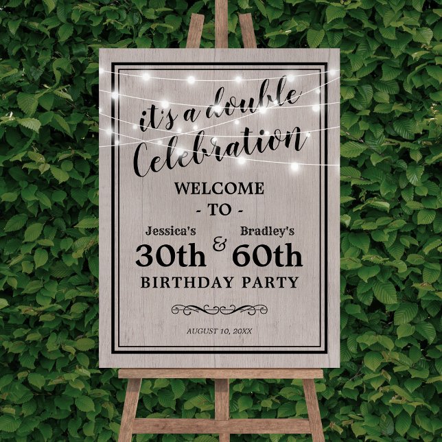 Rustic Adult Joint Birthday Party Welcome Foam Board (Creator Uploaded)