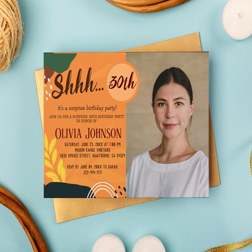 Rustic Adult Surprise 30th Birthday Party Photo  Invitation