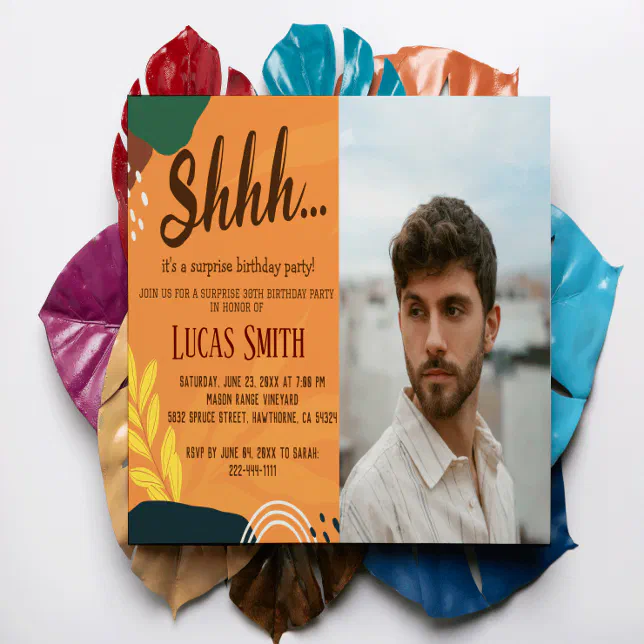 Rustic Adult Surprise Birthday Party Photo Invitation Zazzle