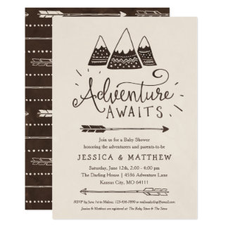 Rustic "Adventure Awaits" Baby Shower Invitations