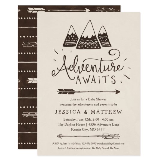 Rustic Adventure Awaits Baby Shower Invitations