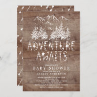 Rustic Adventure Awaits Boy baby Shower Invitation