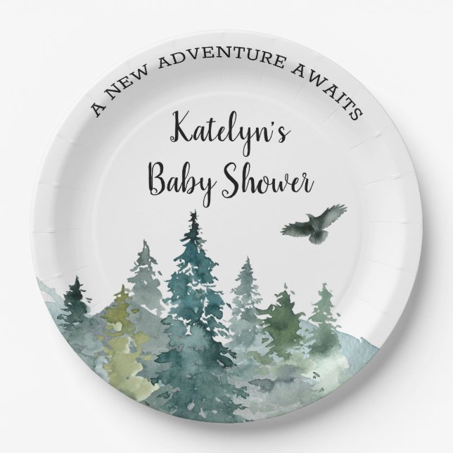 Rustic Adventure Baby Shower Plates (Front)
