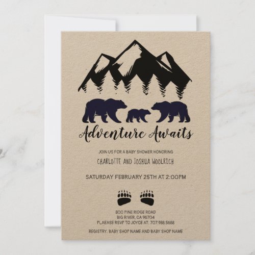 Rustic Adventure Bears Kraft Invitation