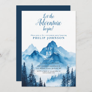 Rustic Adventure Begin Mountain Retirement Party Invitation