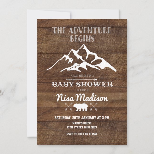 Rustic adventure Begins Baby Shower Invitation (Front)
