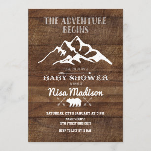 Rustic adventure Begins Baby Shower Invitation