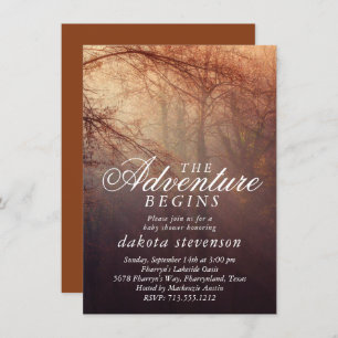 Rustic Adventure Begins Forest Baby Shower Invitation