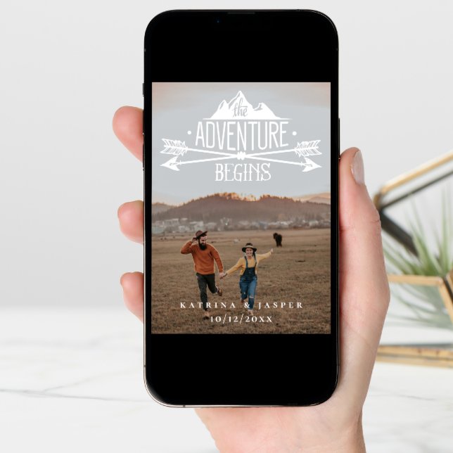 Rustic Adventure Begins Save The Date Photo Announcement (Front Digital)