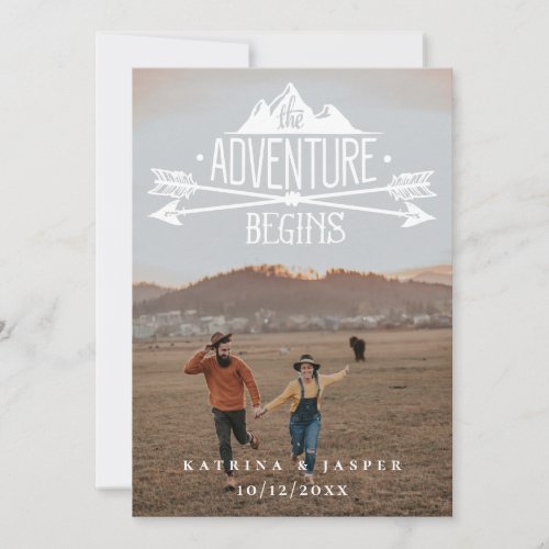Rustic Adventure Begins Save The Date Photo Announcement