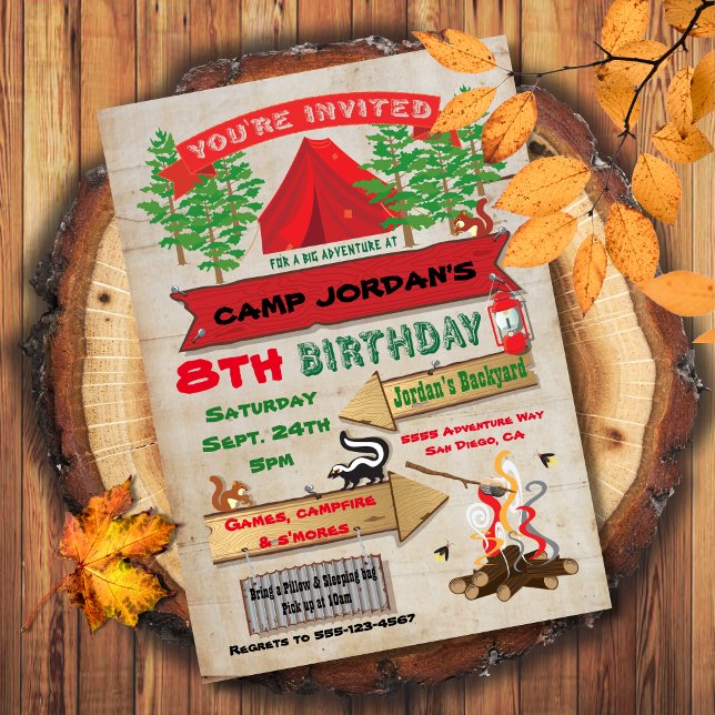 Rustic Adventure Camping Birthday Party Invitation (Creator Uploaded)