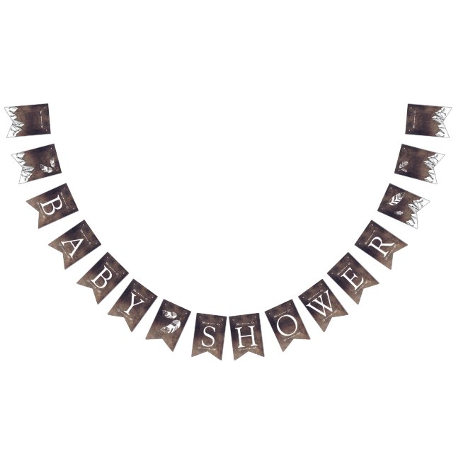 Rustic Adventure gender neutral babyshower Bunting Flags (All)