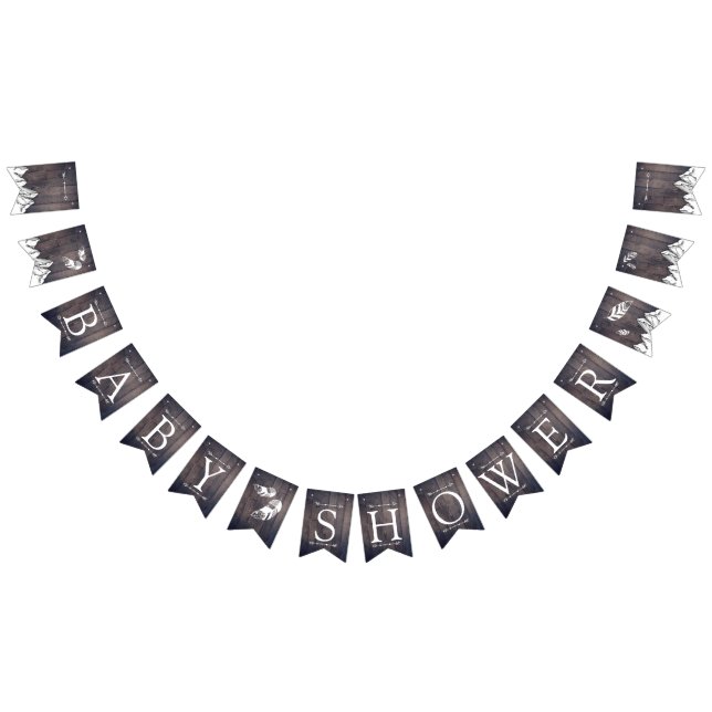 Rustic Adventure gender neutral babyshower Bunting Flags (All)