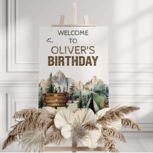 Rustic Adventure Happy Camper Birthday Welcome Foam Board