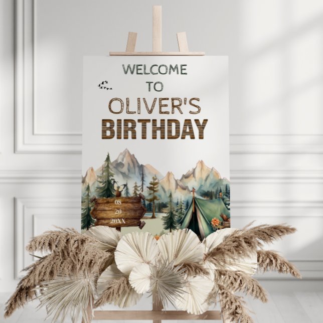 Rustic Adventure Happy Camper Birthday Welcome Foam Board (Creator Uploaded)