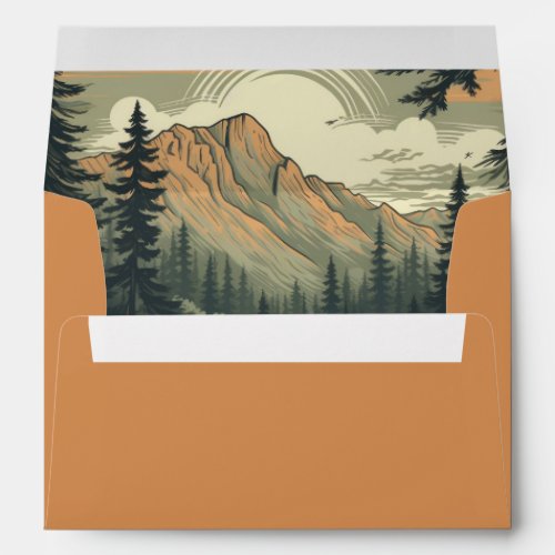 Rustic Adventure Mountain Forest Wedding Envelope