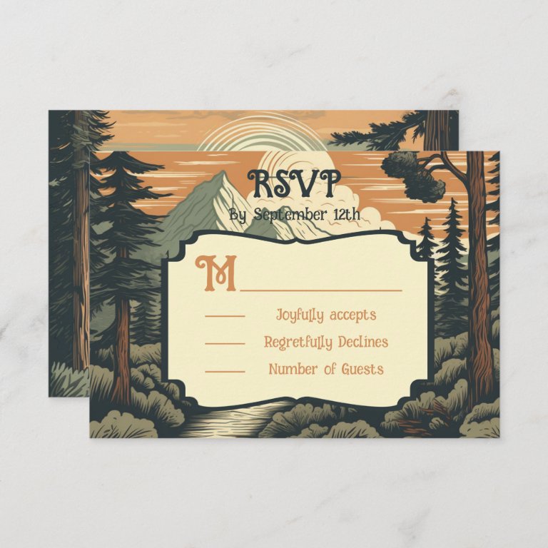 Rustic Adventure Mountain Forest Wedding RSVP