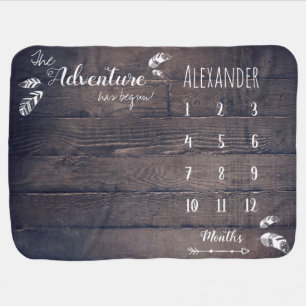 Rustic adventure unisex milestone baby blanket