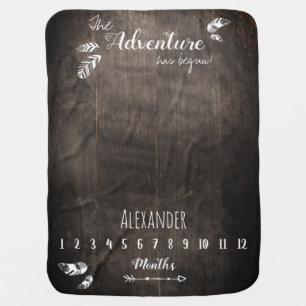Rustic adventure unisex milestone baby blanket