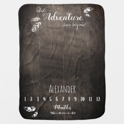 Rustic adventure unisex milestone baby blanket