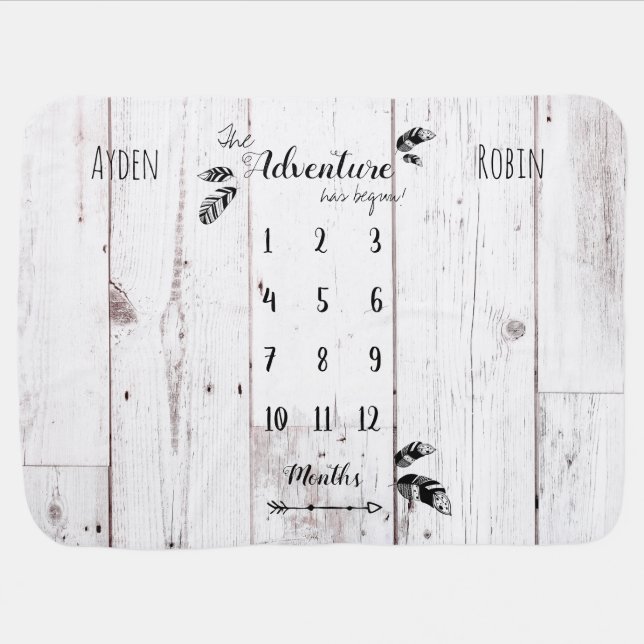 Rustic adventure unisex twin milestone baby blanke baby blanket (Horizontal)