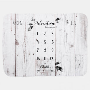 Rustic adventure unisex twin milestone baby blanke blanket