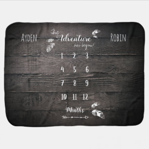 Rustic adventure unisex twin milestone baby blanke blanket