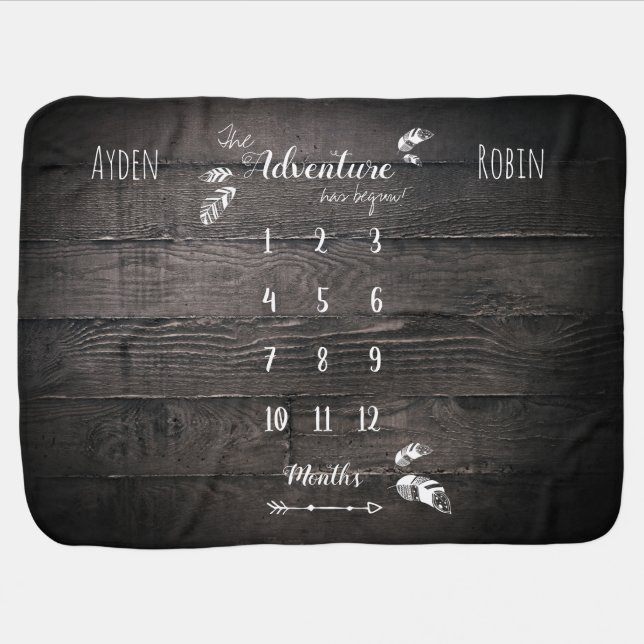 Rustic adventure unisex twin milestone baby blanke blanket (Horizontal)