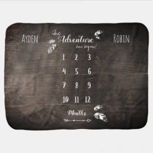 Rustic adventure unisex twin milestone baby blanket