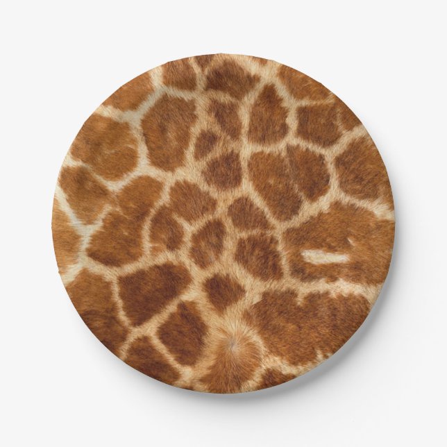rustic african fashion safari animal giraffe print paper plates (Front)