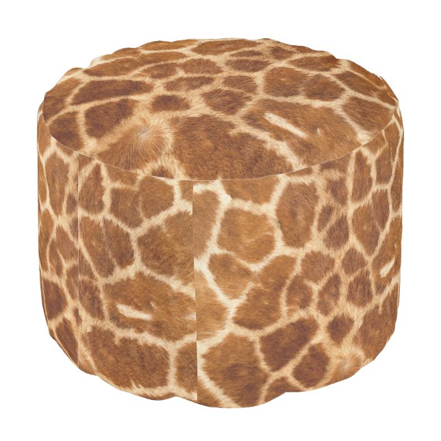 rustic african fashion safari animal giraffe print pouf (Angled Back)