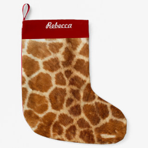 rustic african fashion safari animal giraffe print small christmas stocking