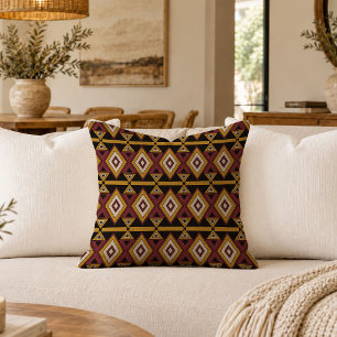 Rustic African Geometry Throw Pillow Earthy Decor