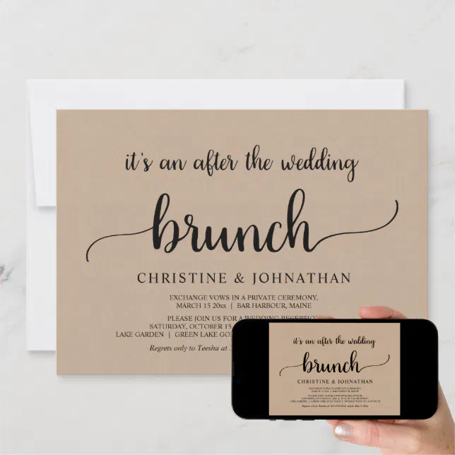 Rustic After the Wedding Elopement Brunch Invitati Invitation | Zazzle