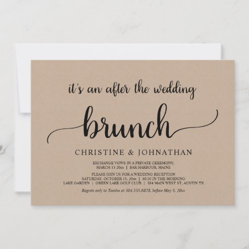 Rustic After the Wedding Elopement Brunch Invitati Invitation