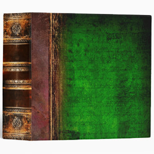 Rustic Aged Faux Green and Brown Leather 3 Ring Binder