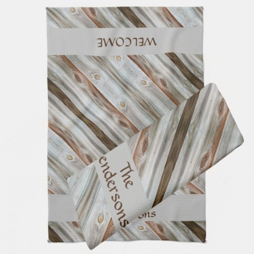 Rustic Aged Wood Brown and Gray Kitchen Towel