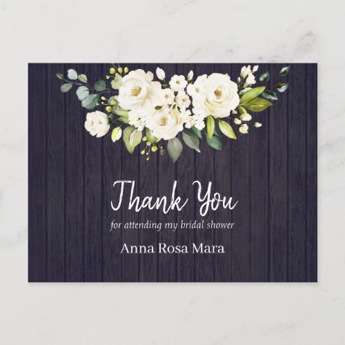 *~* Rustic Aged Wood White Rose Bridal Shower Postcard