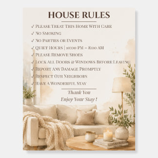 Rustic Airbnb House Rules Sign