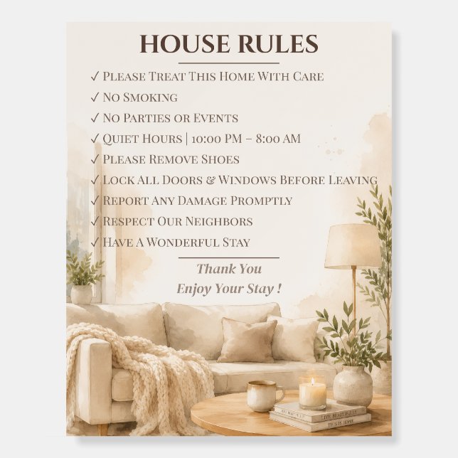 Rustic Airbnb House Rules Sign (Front)