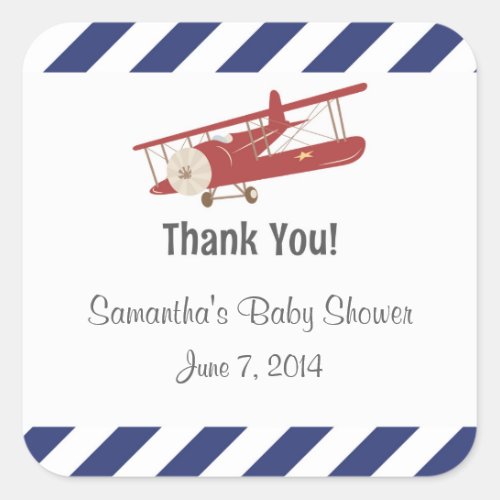 Rustic Airplane Thank You Stickers