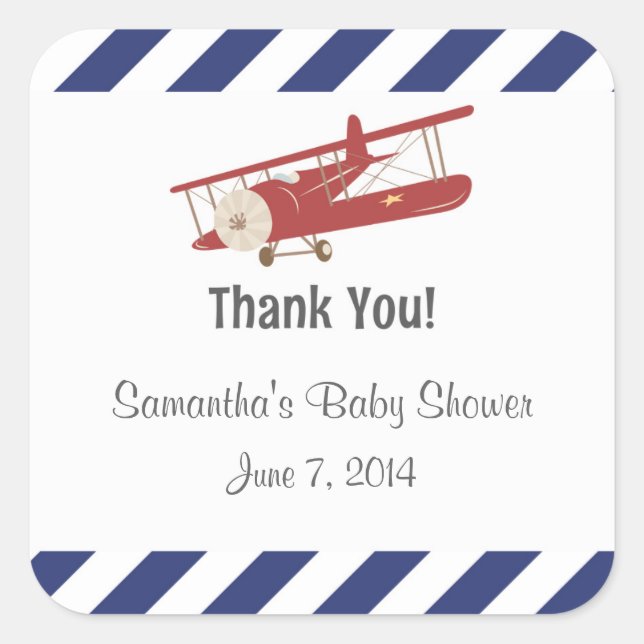 Rustic Airplane Thank You Stickers (Front)