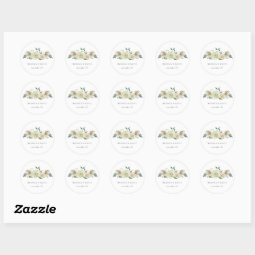 Rustic Airy Botanical Neutral Floral Wedding Classic Round Sticker | Zazzle