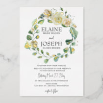 Rustic Airy Botanical Neutral Floral Wedding  Foil Invitation