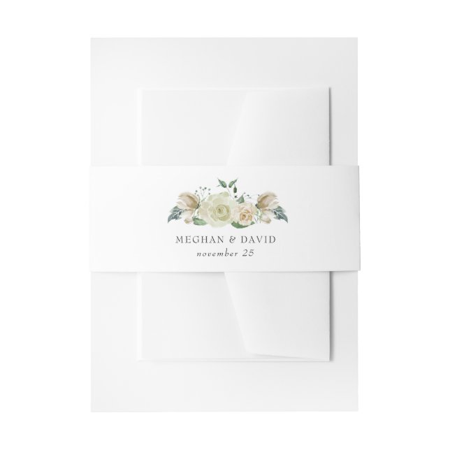 Rustic Airy Botanical Neutral Floral Wedding Invitation Belly Band (Front Example)